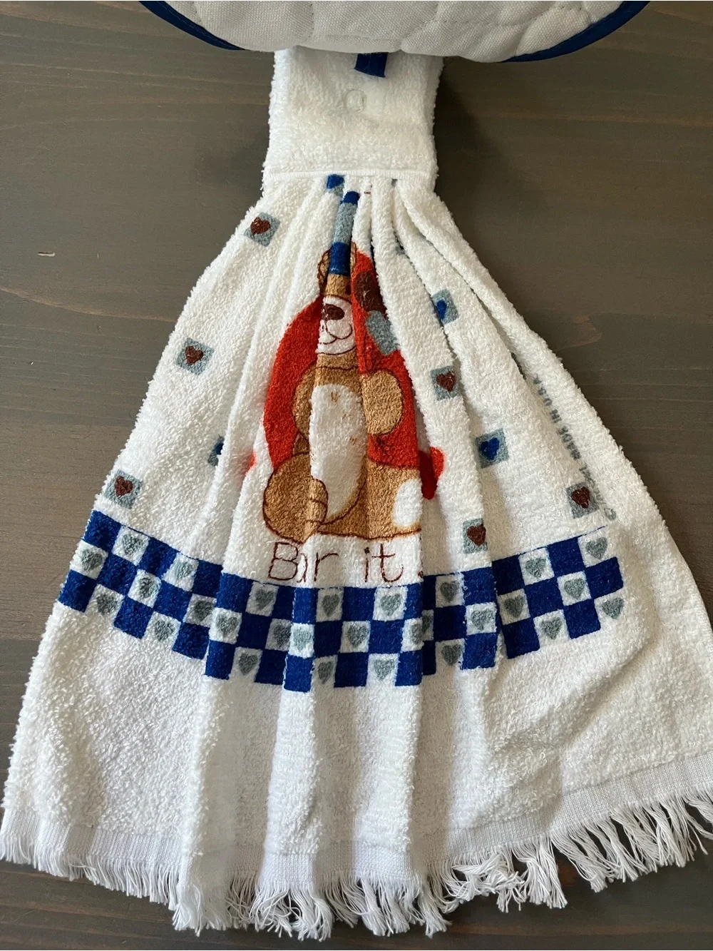Vintage 80s Country Bear HANG-uPPs Kitchen Set Handtowel Pot Holder NOS USA NWT